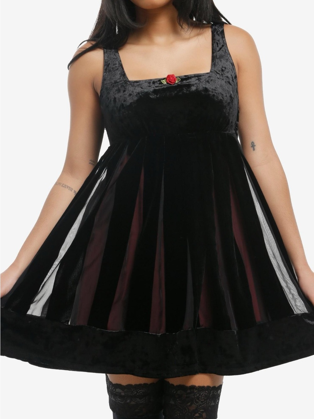 Social Collision Black & Red Velvet Tank Dress Size M NWT
